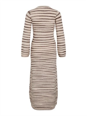 VIAlania O-Neck L/S Strikkjole - Birch/Pinecone